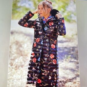Johnny Was Long Reversible Puffer Floral Jacket